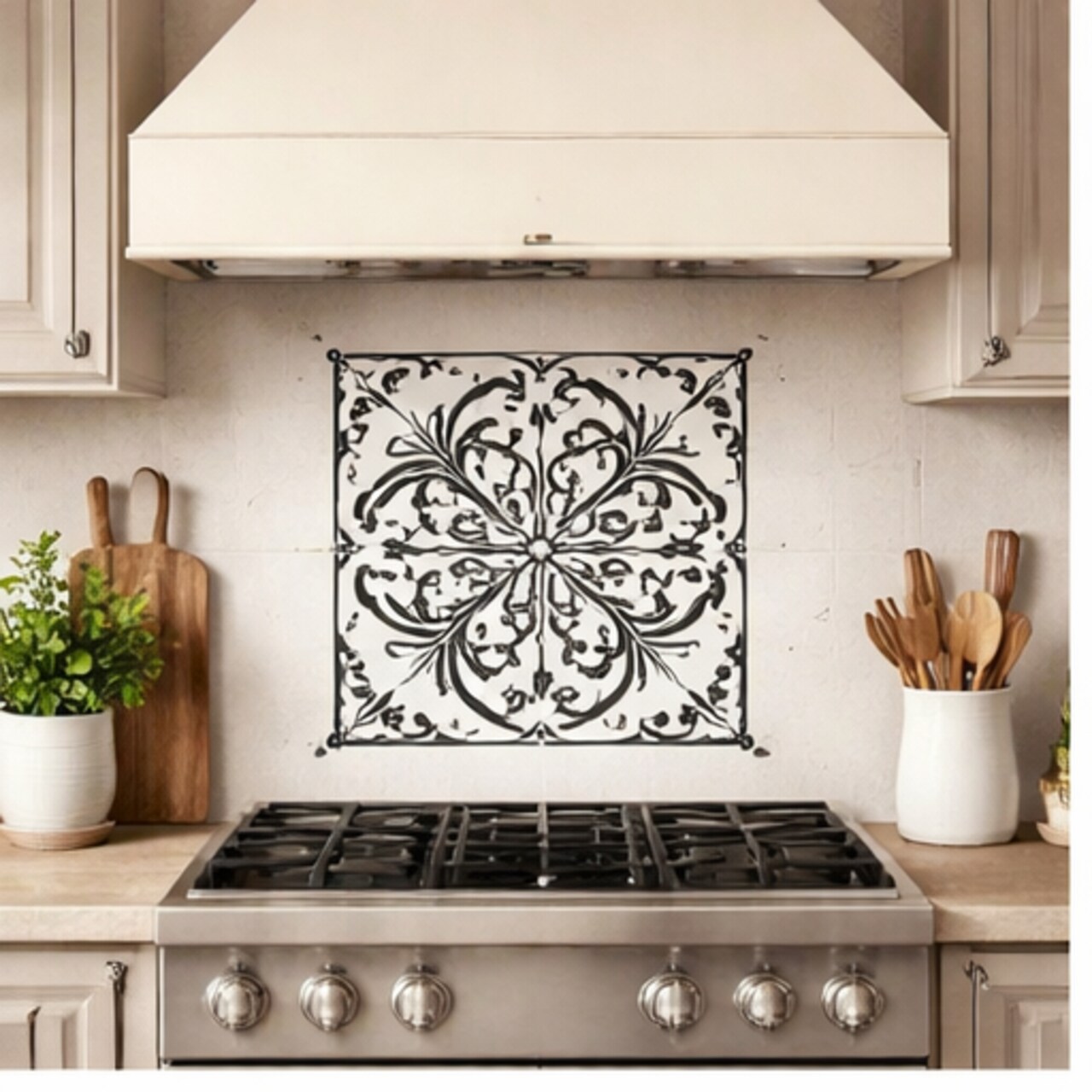 Scroll Tile Embossing 12 x 12 Stencil | FS115 by Designer Stencils | Pattern Stencils |